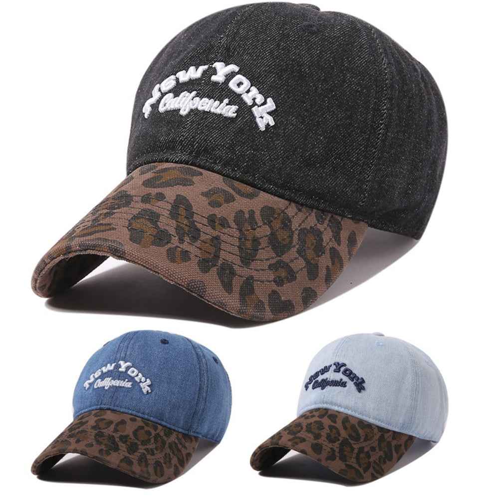 Vintage Girlstyle Leopard Print Baseball Cap, Distressed Lettered Hat