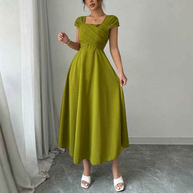 Hepburn-Inspired A-Line Dress with Slimming Waist