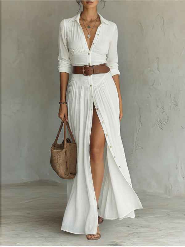 Women's V-Neck Long Maxi Dress - Elegant & Comfortable Casual Wear