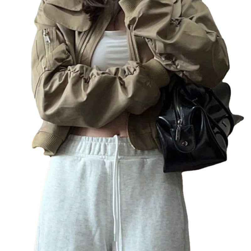 Bomber Jacket Coat Female Loose Long Sleeve Top