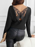 Ribbed Long Sleeve T-Shirt with Back Stitch Detail