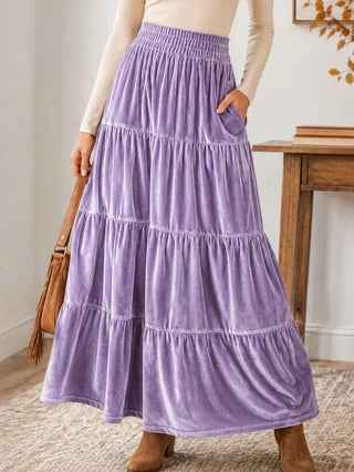 High-Waisted Pleated Long Dress with Wide Skirt Shape | Elegant & Comfortable
