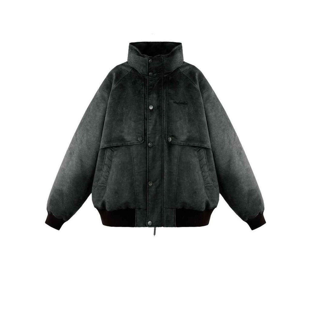 Mens Retro Distressed Bomber Winter Cotton-Padded Jacket