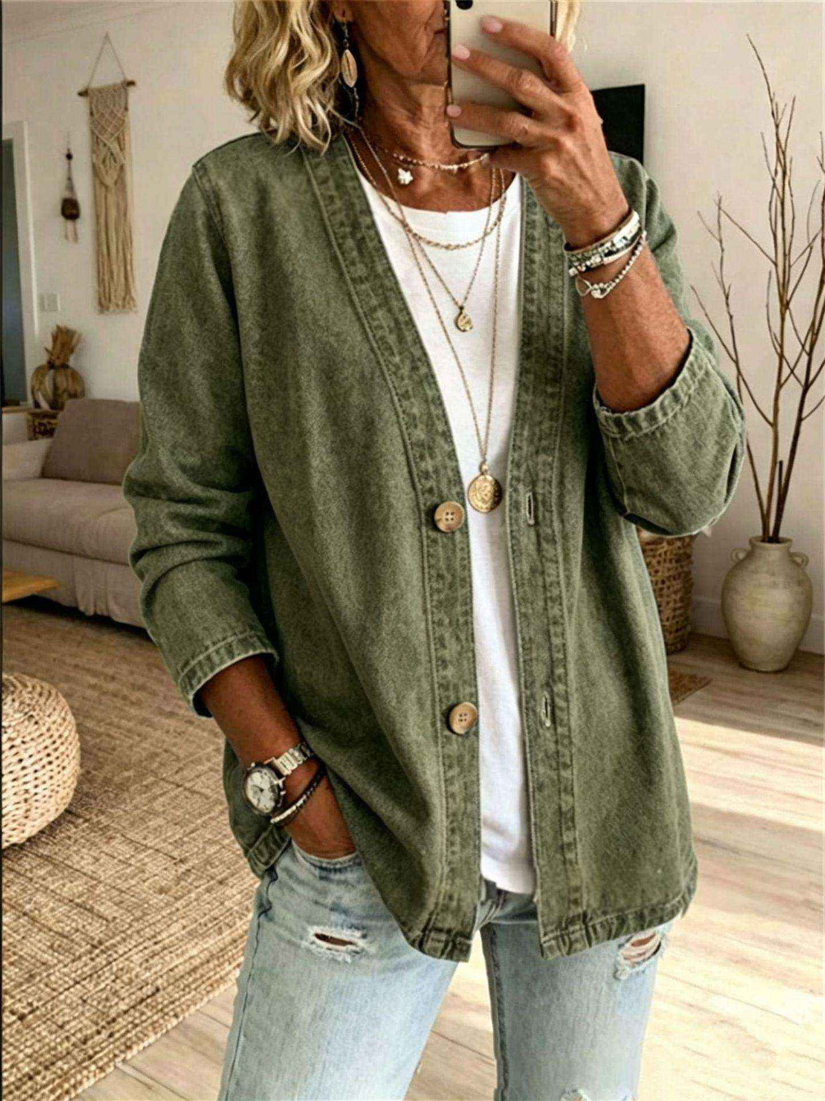 Women's Fashionable Casual Denim Jacket - Comfortable & Stylish Long Sleeve