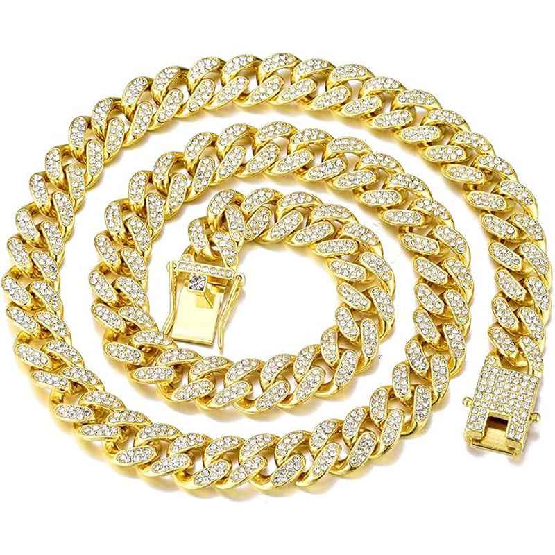 13mm Football Chain Necklace - Diamond Iced Eye of Horus Cross