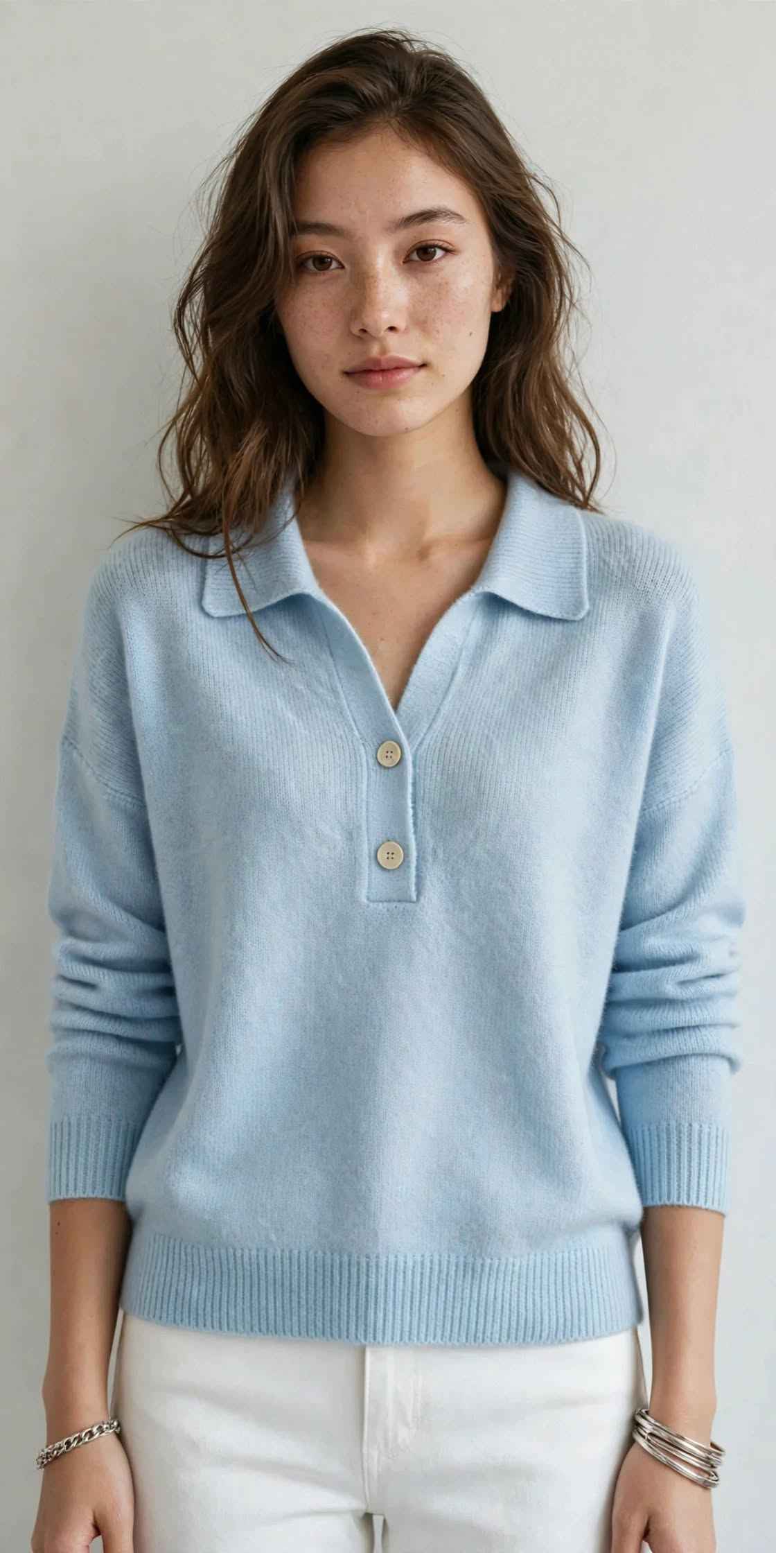 Women's Knit Polo Sweater | V-Neck Long Sleeve Autumn Winter Style