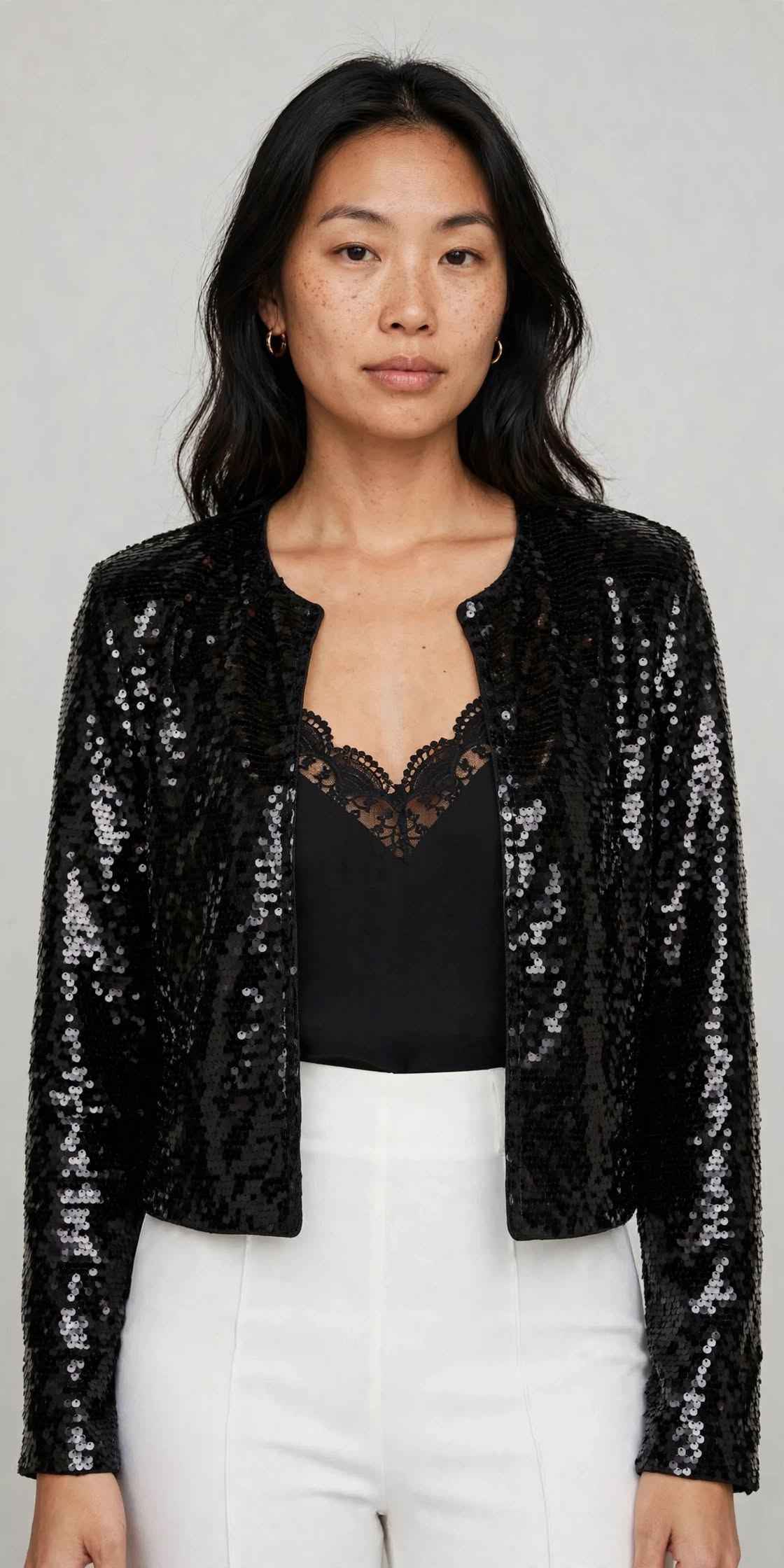 Women's Sequin Short Coat: Sparkle for Winter Style