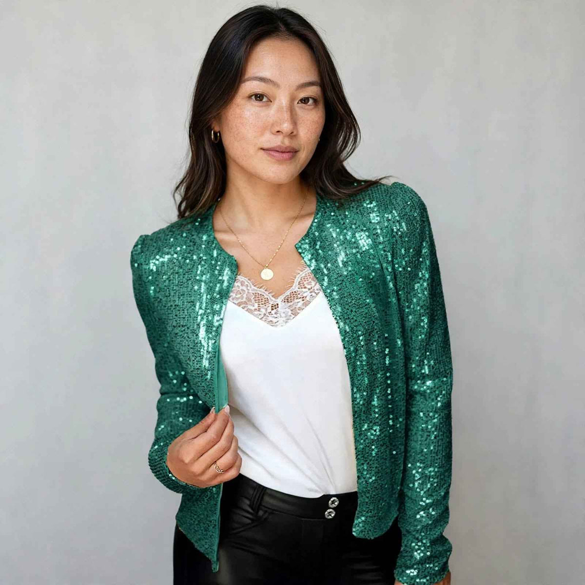 Women's Sequin Short Coat: Sparkle for Winter Style