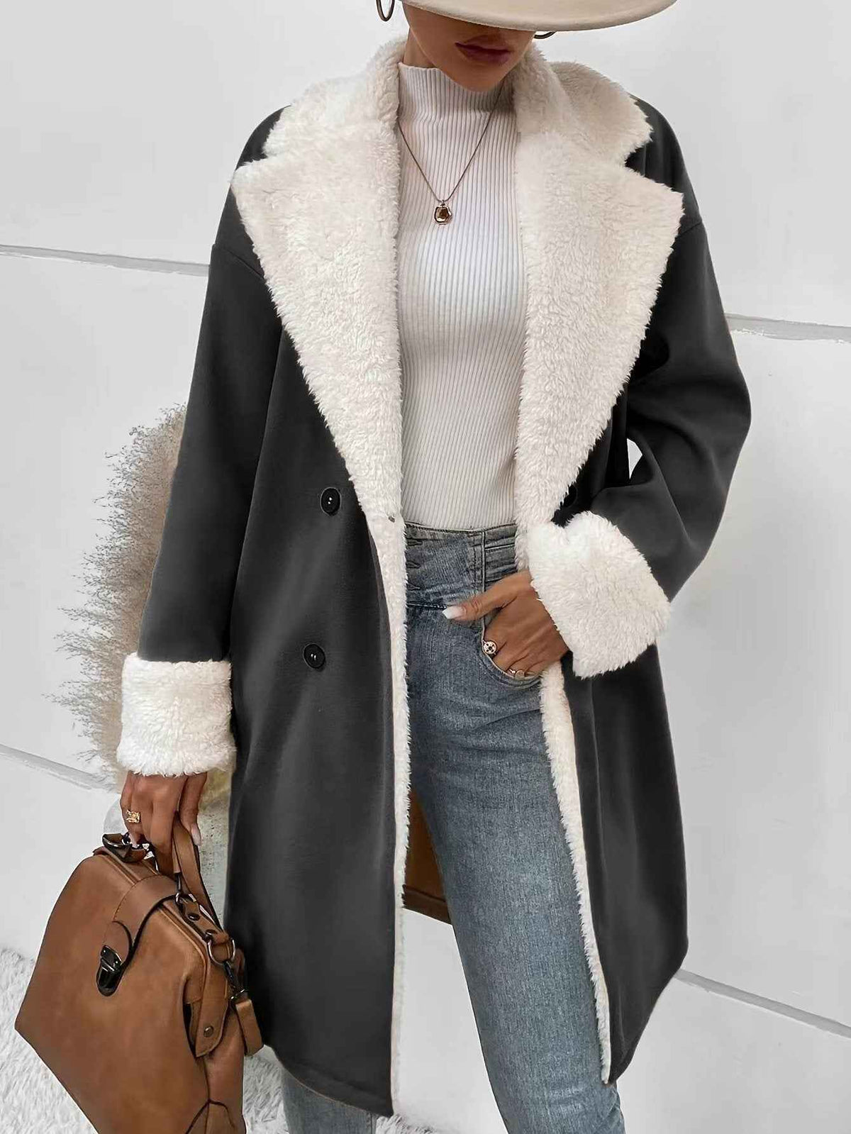 Women's Khaki Woolen Coat - Stylish & Warm for Leisure & Commute