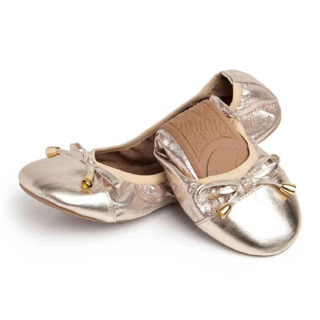 Elegant Champagne Flats - Shimmering & Comfortable Ballet Flats for Style & All-Day Wear