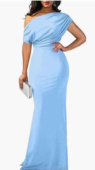 Long Formal Women's Party Dress - High Waist, Short Sleeve, Elegant & Versatile