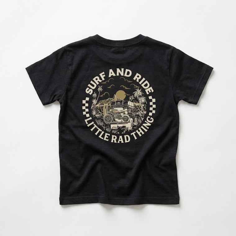 Boys Surf N Ride Tee Coal - Retro Graphic Comfort