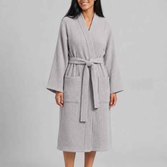 Solid Color Belt Bathrobe Minimalist Nightgown Sleeveless
