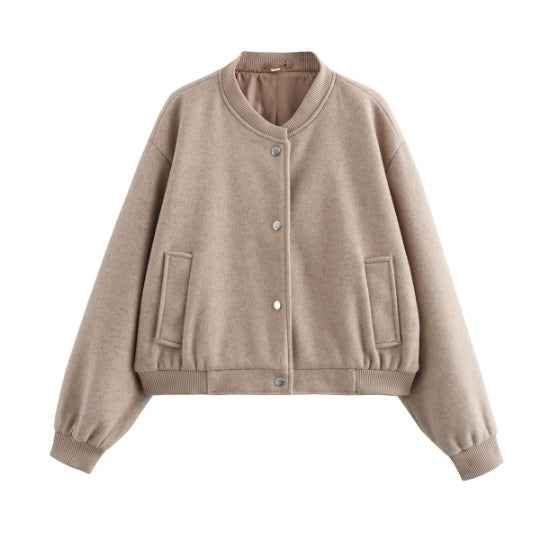 Women's Casual Long-sleeved Soft Short Bomber Jacket