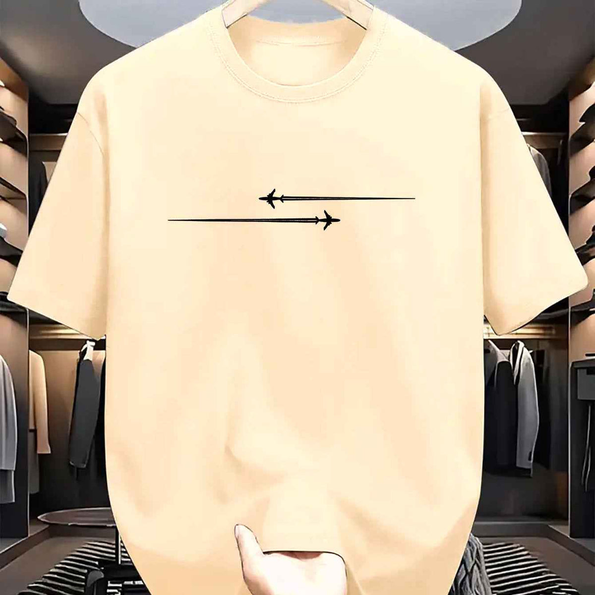 Vintage Minimalist Airplane Graphic Tee: Loose Fit Streetwear Classic