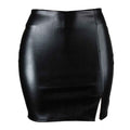 Black PU Leather Skirt with Zipper - Women's Fashion