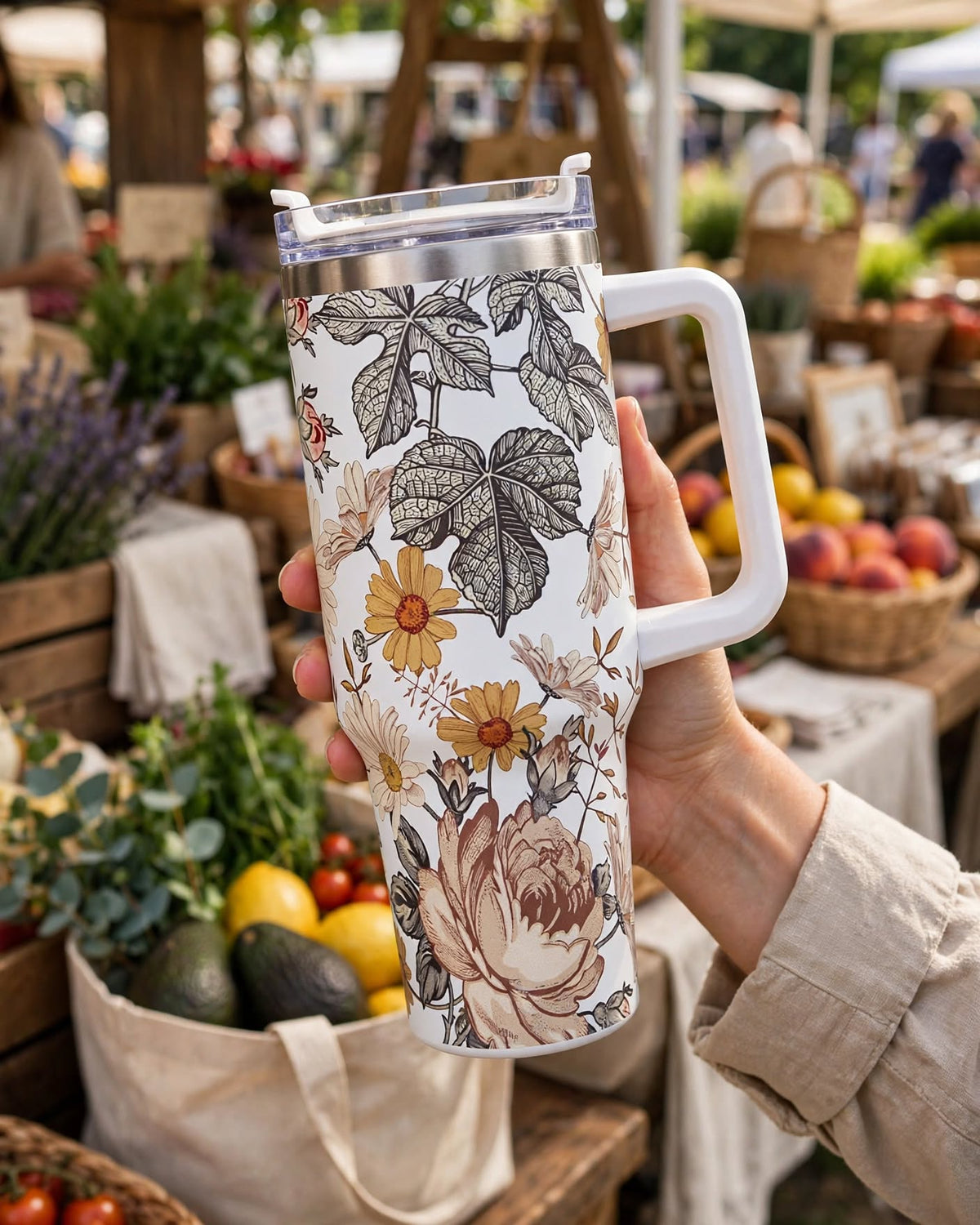 40oz Tumbler With Handle and Straw Lid – 1200ml Insulated Stainless Steel Tumbler, Cold 24H / Hot 12H, Leak-Proof, Cup Holder Friendly – 42+ Prints