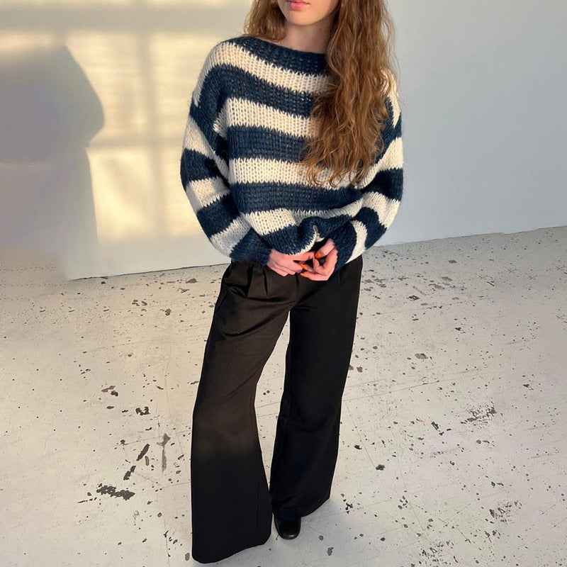 Relaxed Striped Pullover Knit Sweater