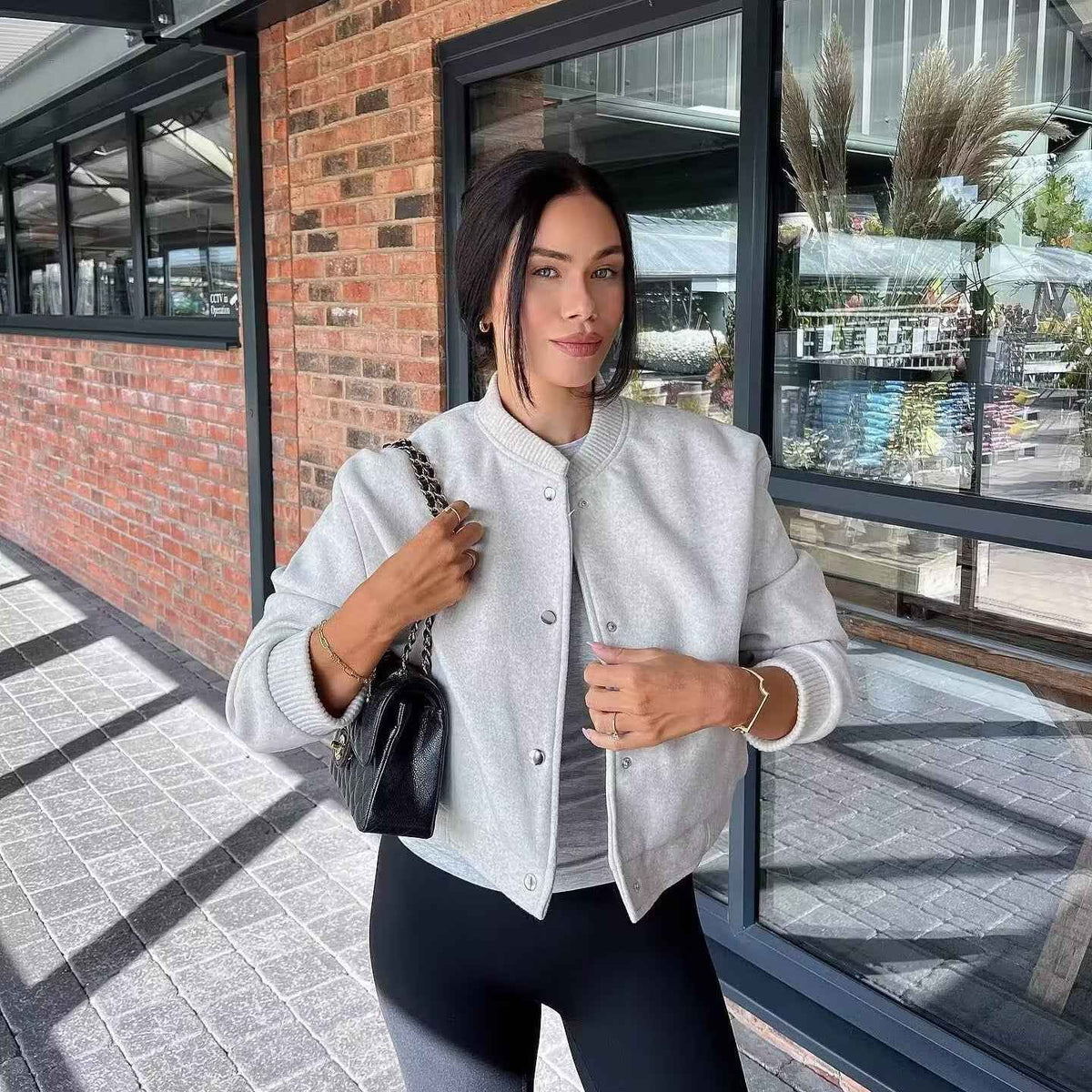 Women's Casual Long-sleeved Soft Short Bomber Jacket