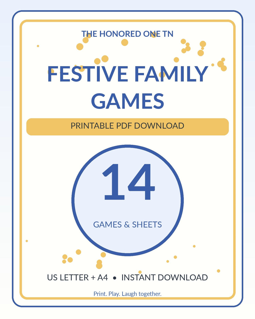 Festive Family Game Night printable PDF cover