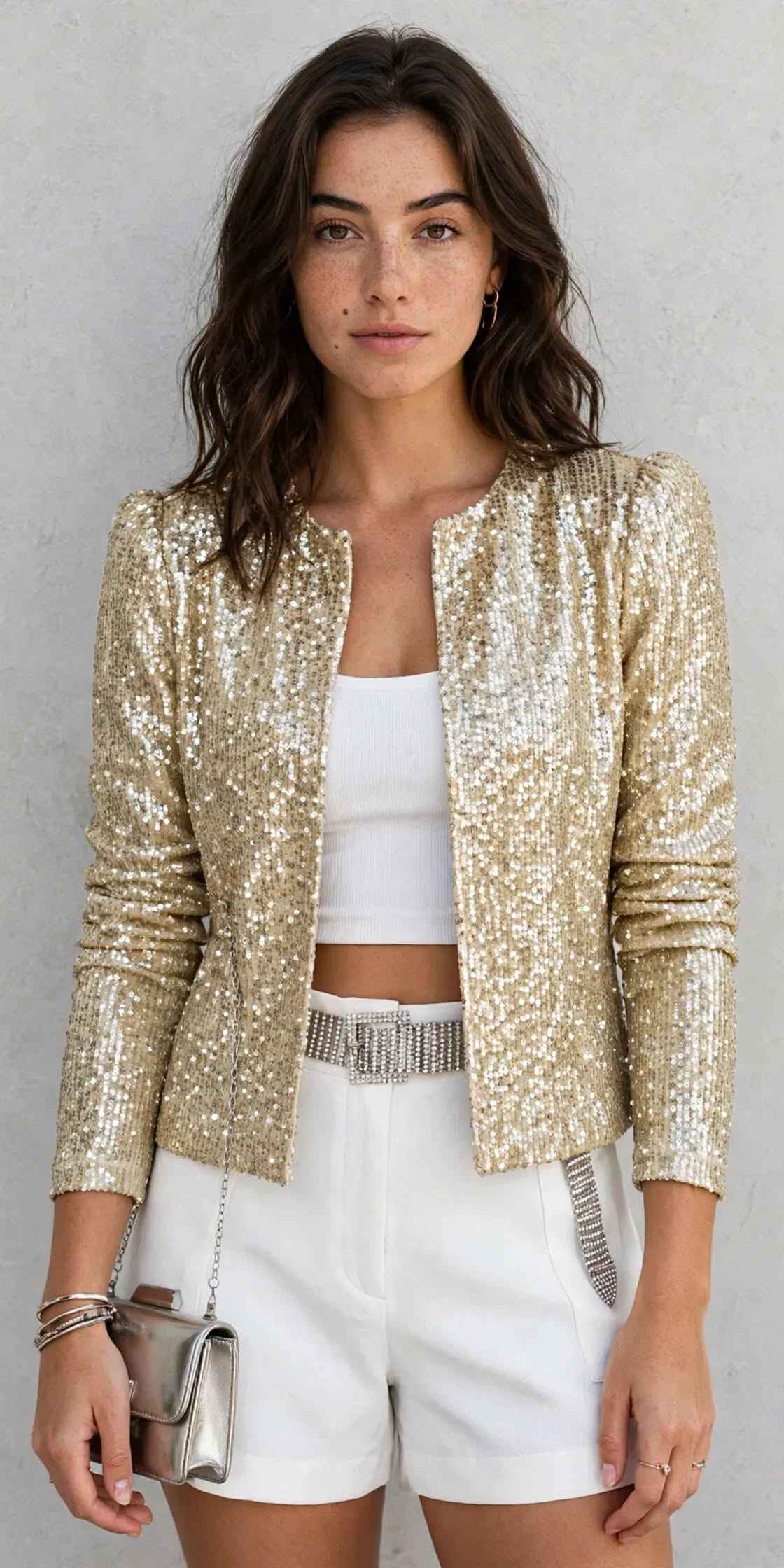 Women's Sequin Short Coat: Sparkle for Winter Style