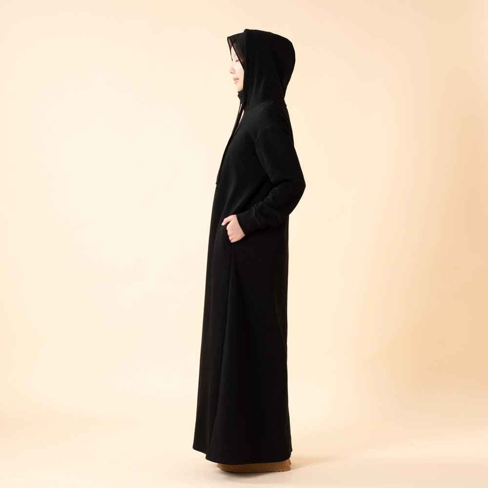 Elegant French Terry Abaya Hoodie With Pockets - Comfort & Style
