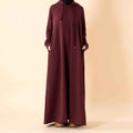 Elegant French Terry Abaya Hoodie With Pockets - Comfort & Style