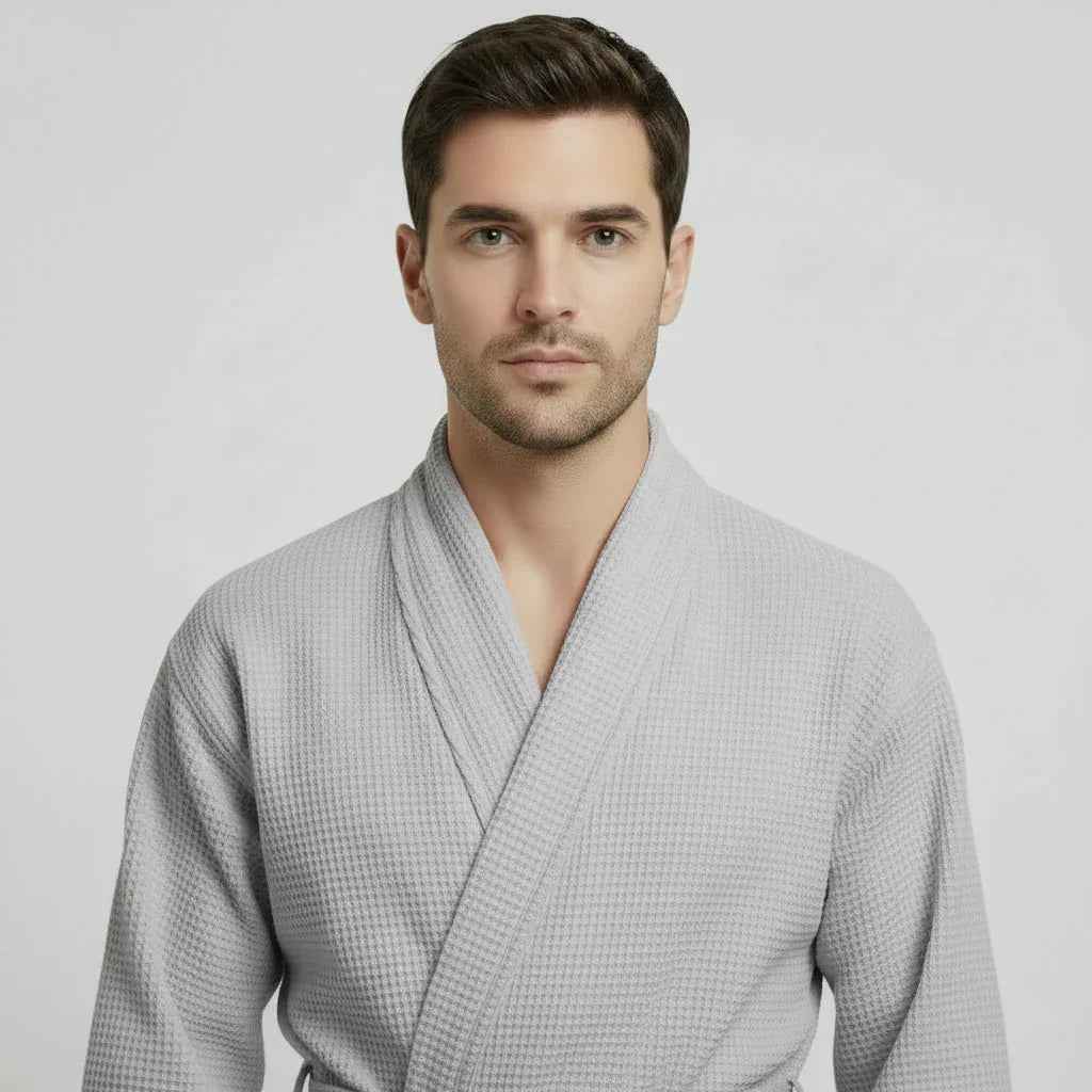 Men's Waffle Spa Bathrobe - Quick Dry, Lightweight Kimono