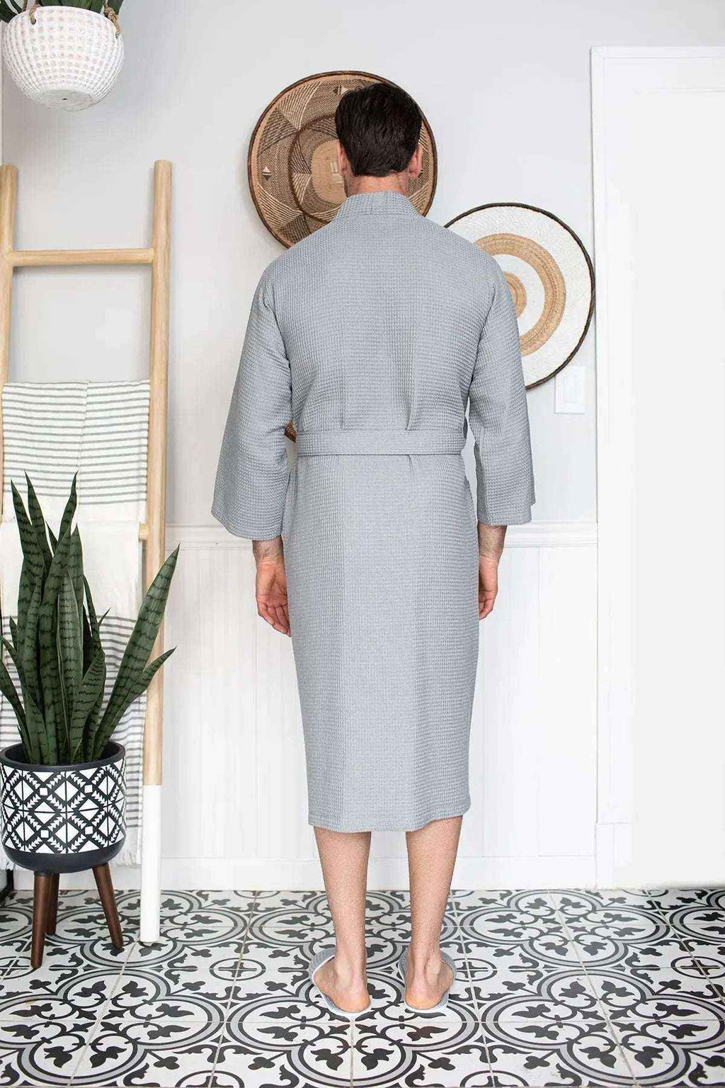 Men's Waffle Spa Bathrobe - Quick Dry, Lightweight Kimono