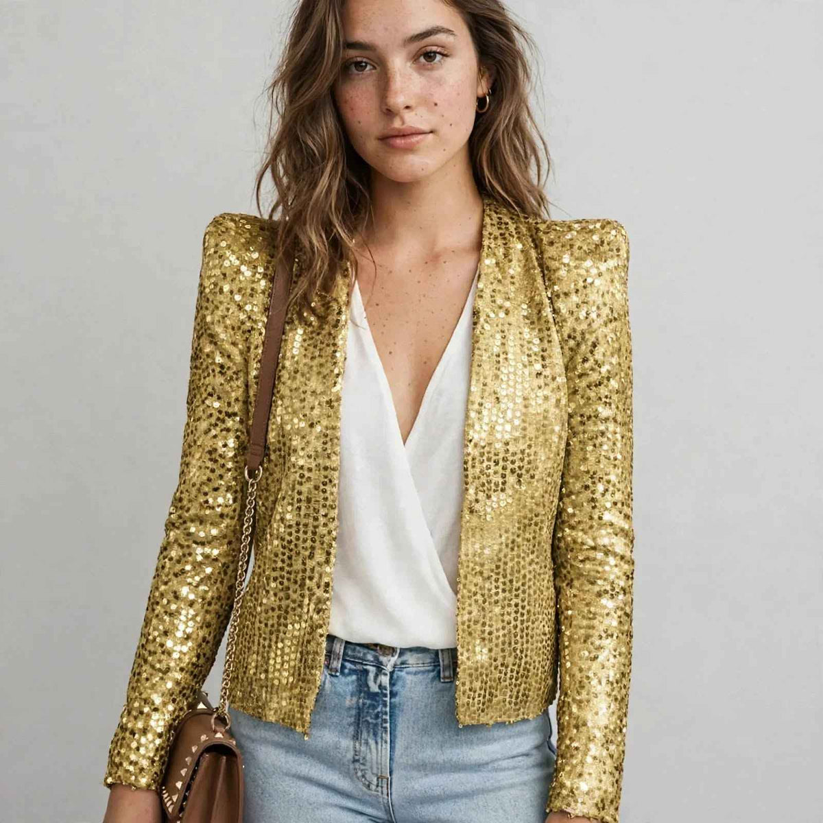 Women's Sequin Short Coat: Sparkle for Winter Style