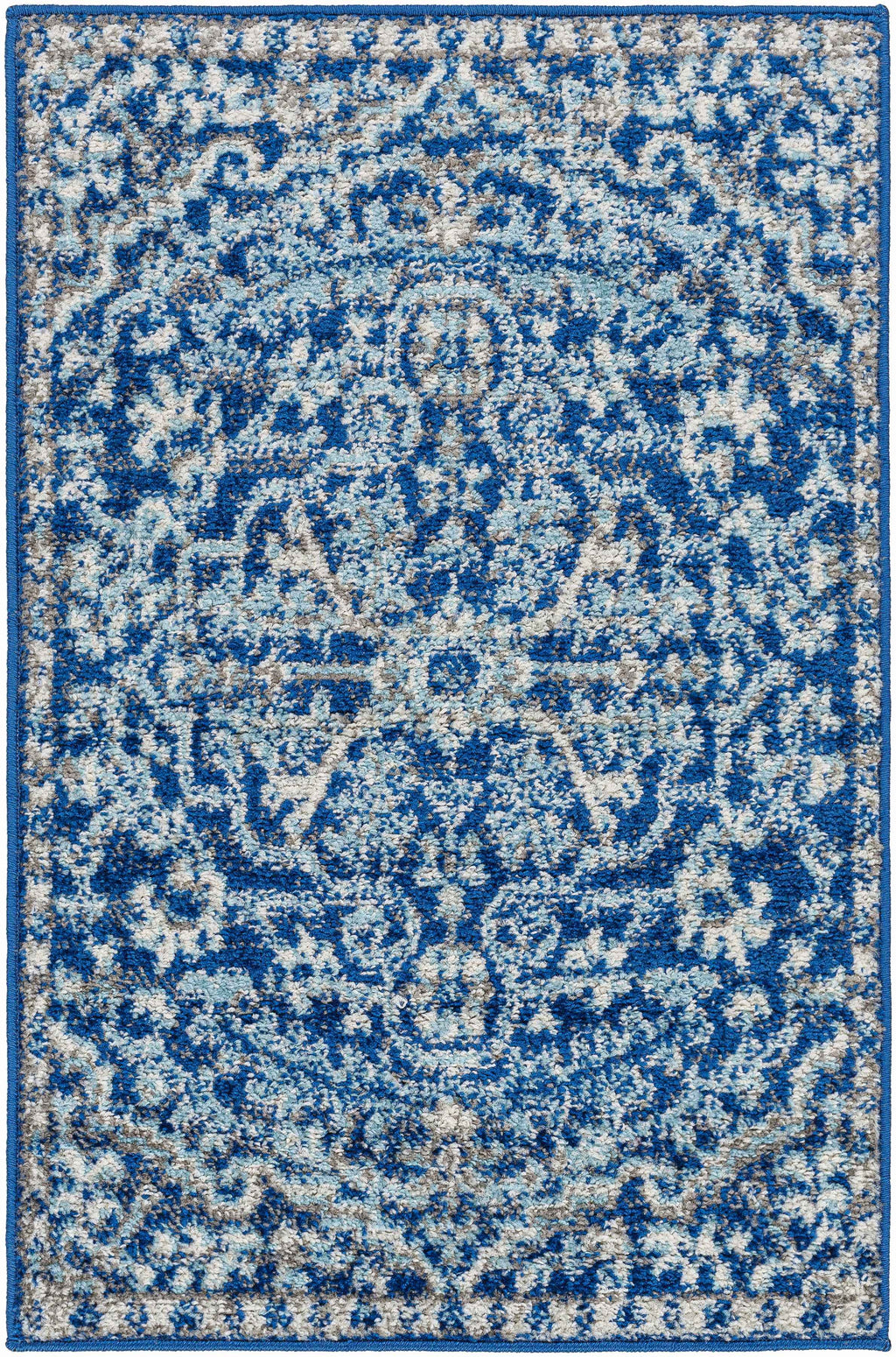 Blue Bodrum Traditional Area Rug, Machine Woven Polypropylene Medallion