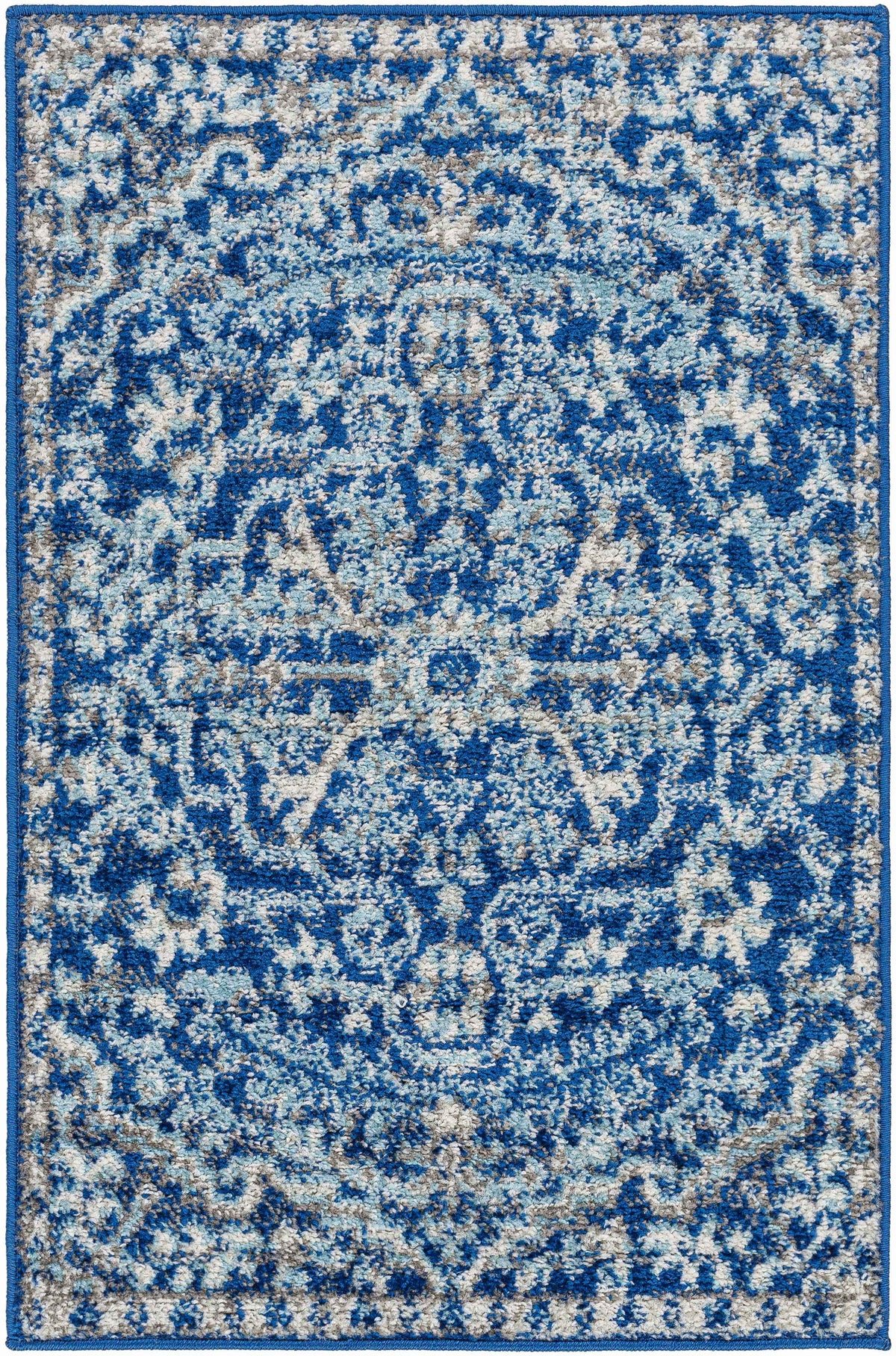 Blue Bodrum Traditional Area Rug, Machine Woven Polypropylene Medallion