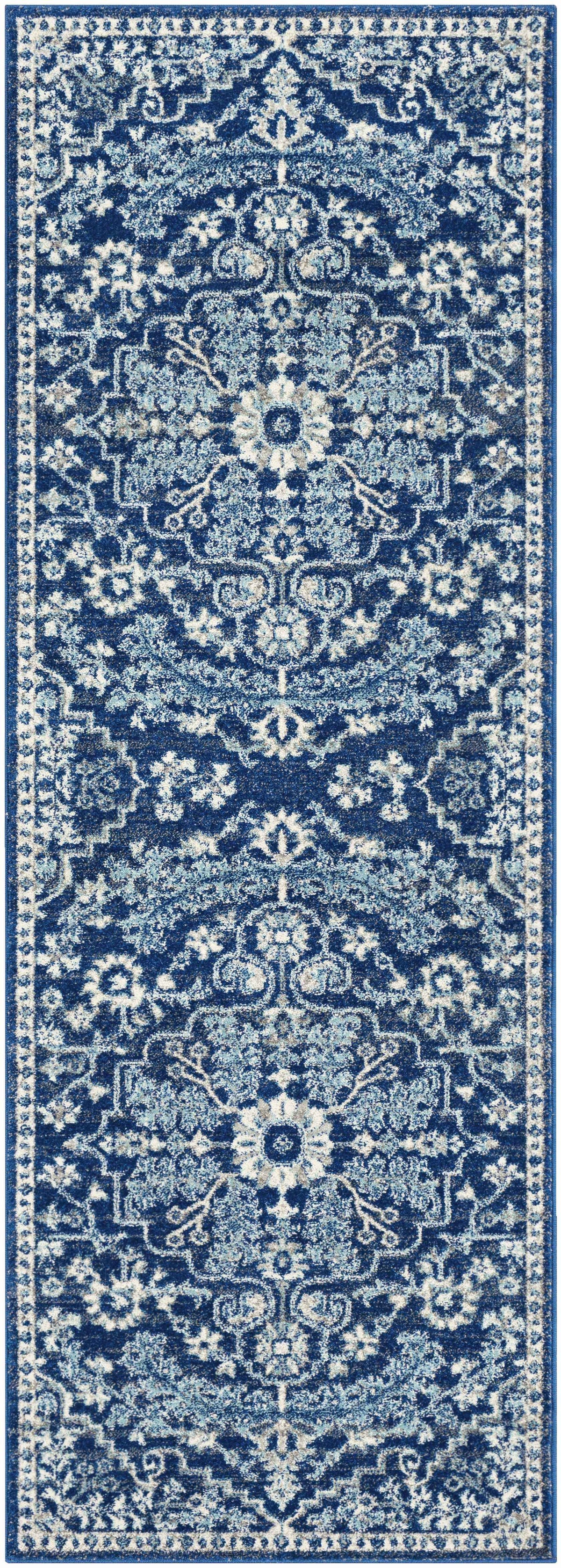Blue Bodrum Traditional Area Rug, Machine Woven Polypropylene Medallion