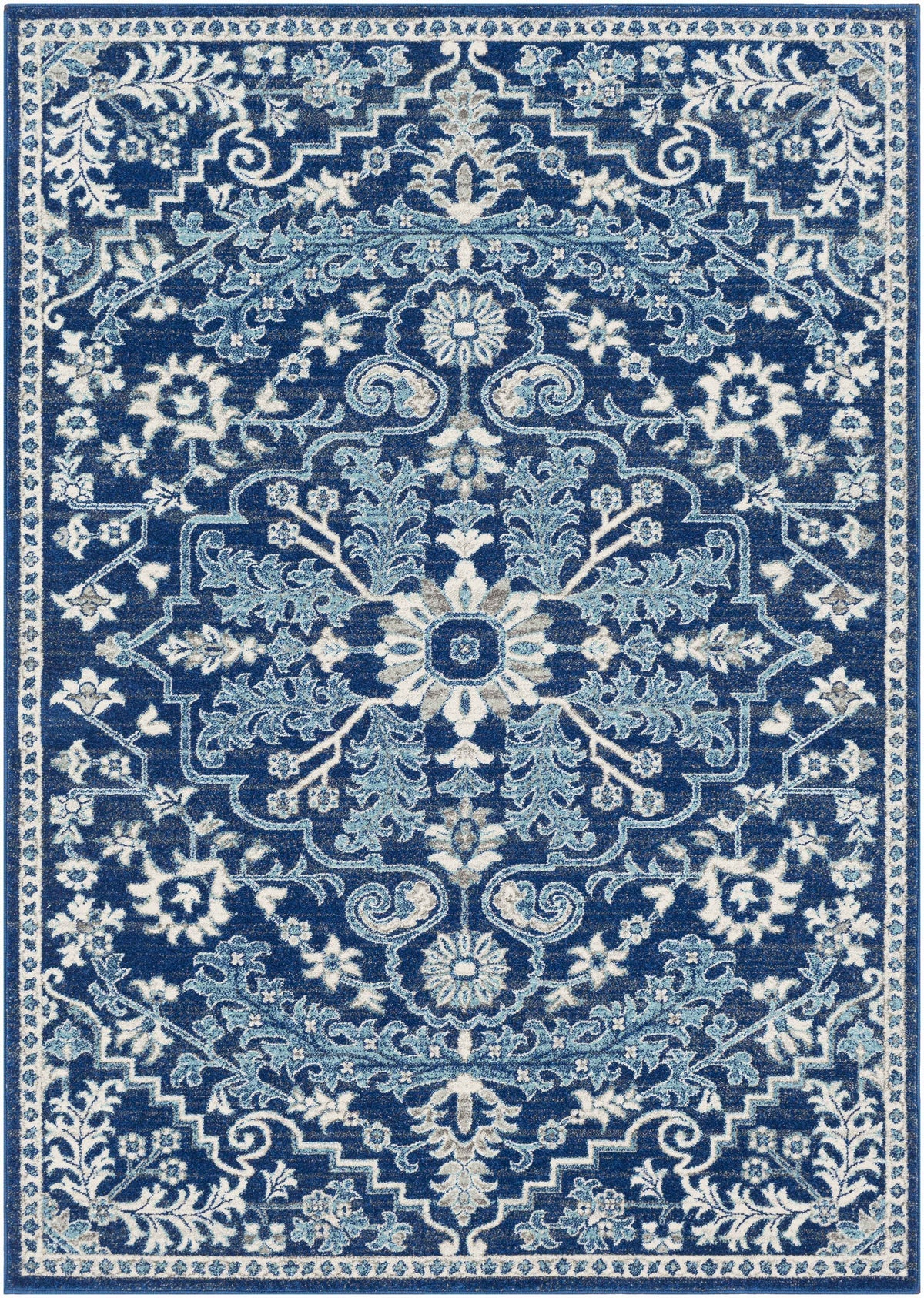 Blue Bodrum Traditional Area Rug, Machine Woven Polypropylene Medallion
