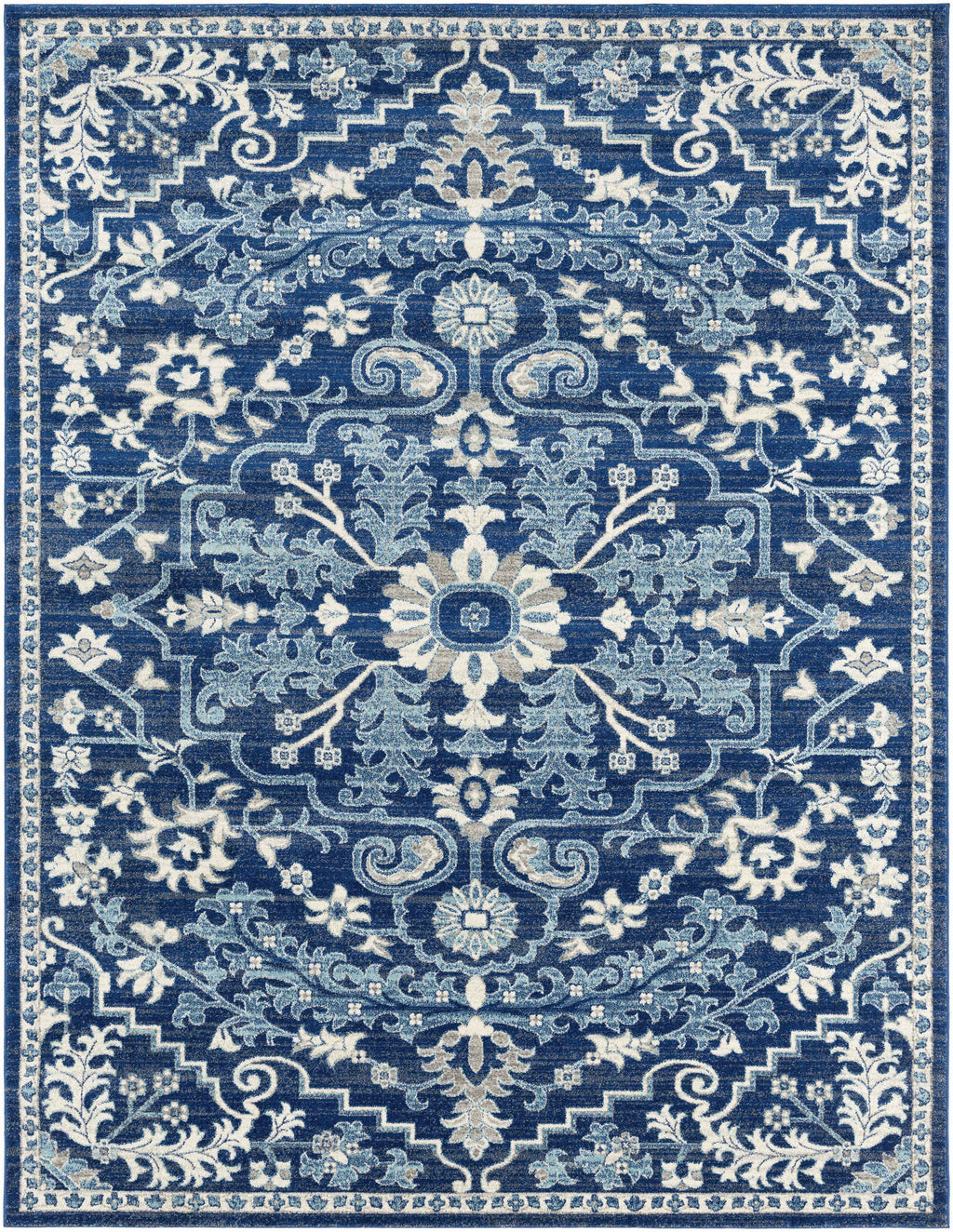 Blue Bodrum Traditional Area Rug, Machine Woven Polypropylene Medallion