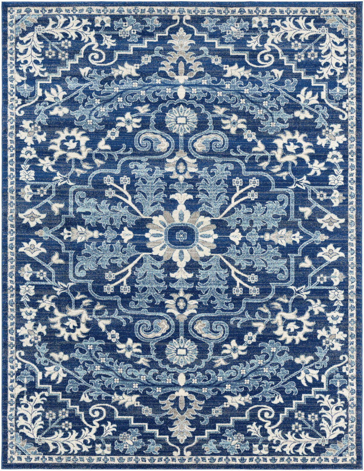 Blue Bodrum Traditional Area Rug, Machine Woven Polypropylene Medallion