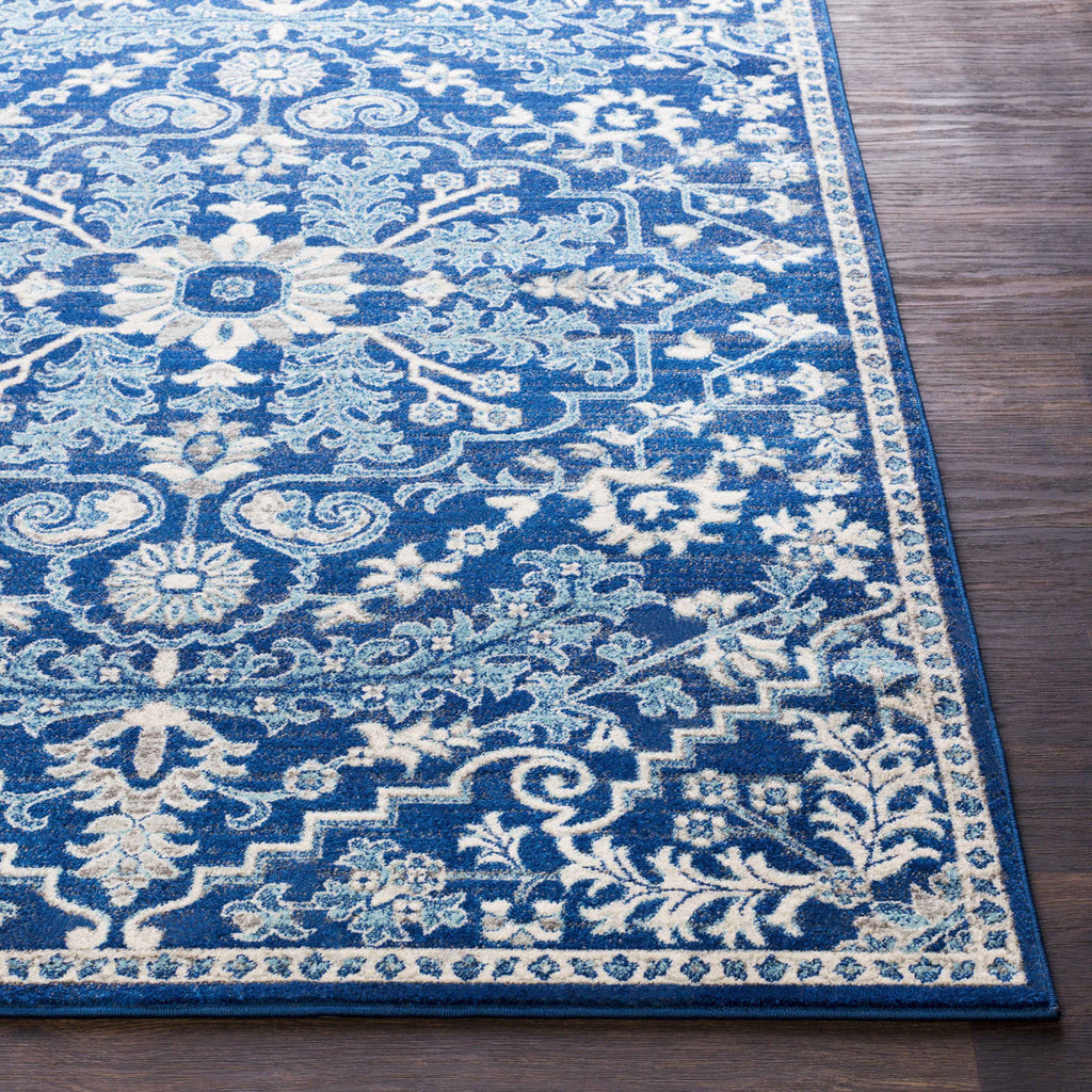 Blue Bodrum Traditional Area Rug, Machine Woven Polypropylene Medallion