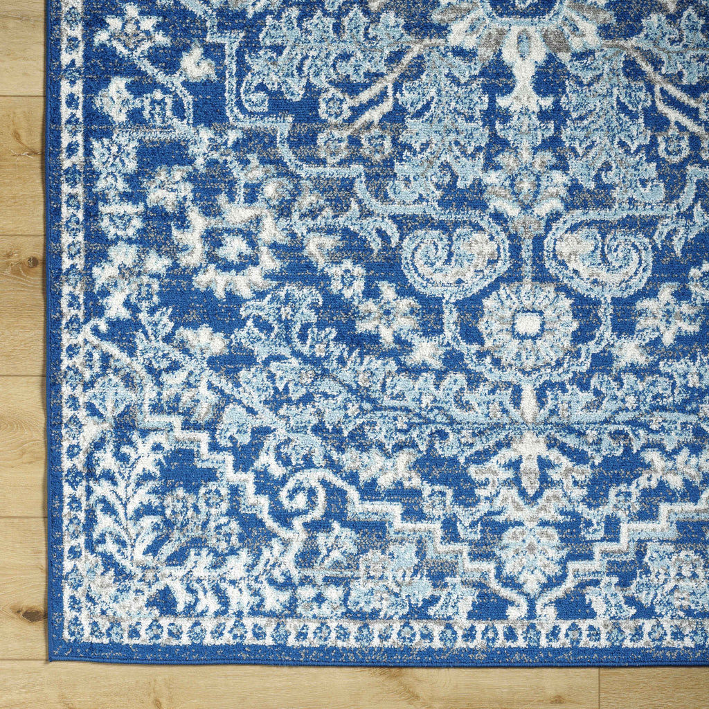Blue Bodrum Traditional Area Rug, Machine Woven Polypropylene Medallion