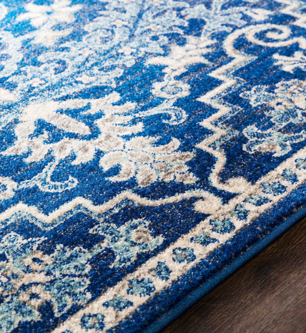 Blue Bodrum Traditional Area Rug, Machine Woven Polypropylene Medallion