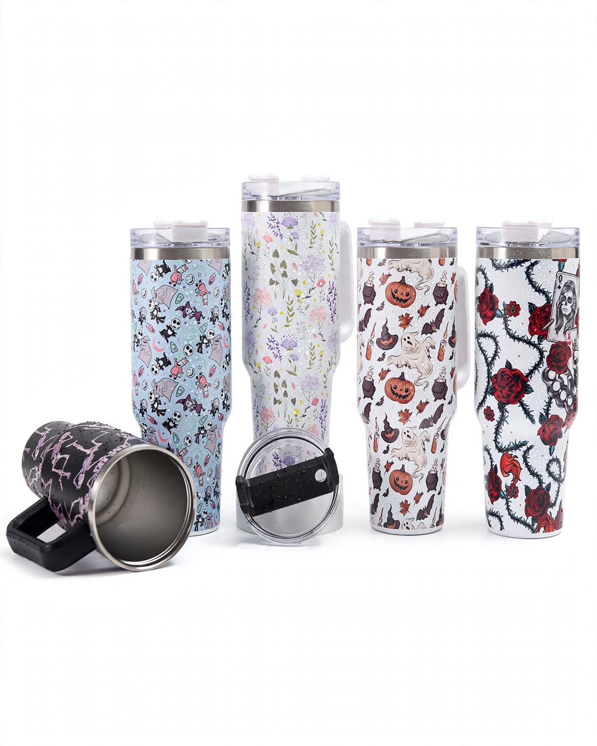 40oz Tumbler With Handle and Straw Lid – 1200ml Insulated Stainless Steel Tumbler, Cold 24H / Hot 12H, Leak-Proof, Cup Holder Friendly – 42+ Prints