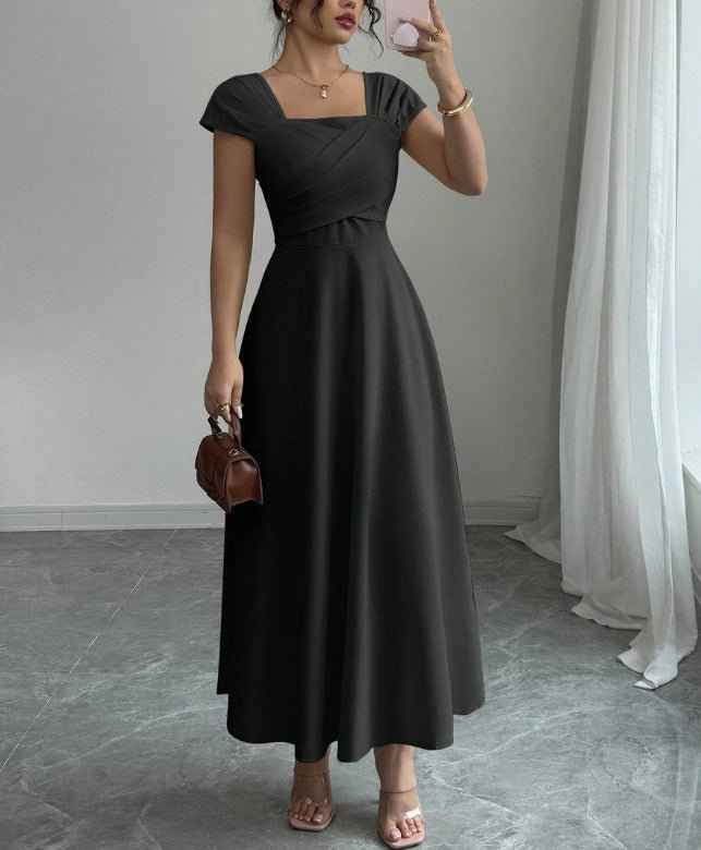 Hepburn-Inspired A-Line Dress with Slimming Waist