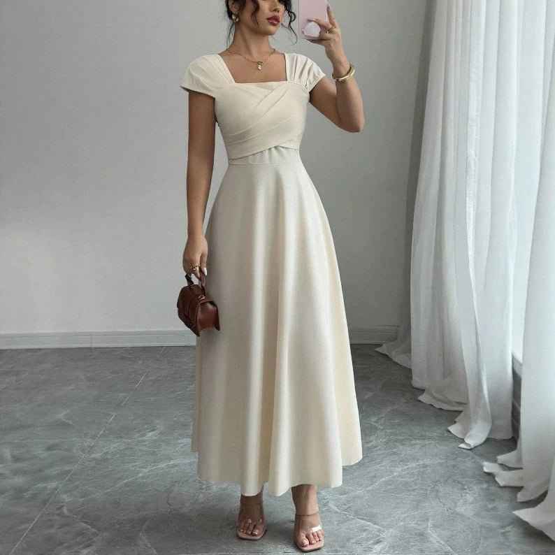 Hepburn-Inspired A-Line Dress with Slimming Waist