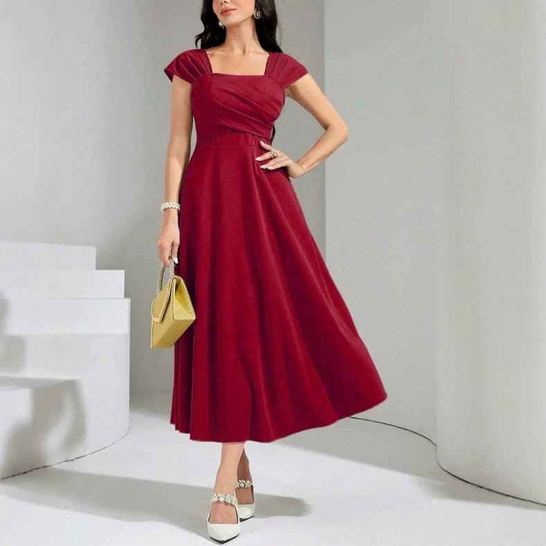 Hepburn-Inspired A-Line Dress with Slimming Waist