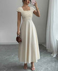 Hepburn-Inspired A-Line Dress with Slimming Waist