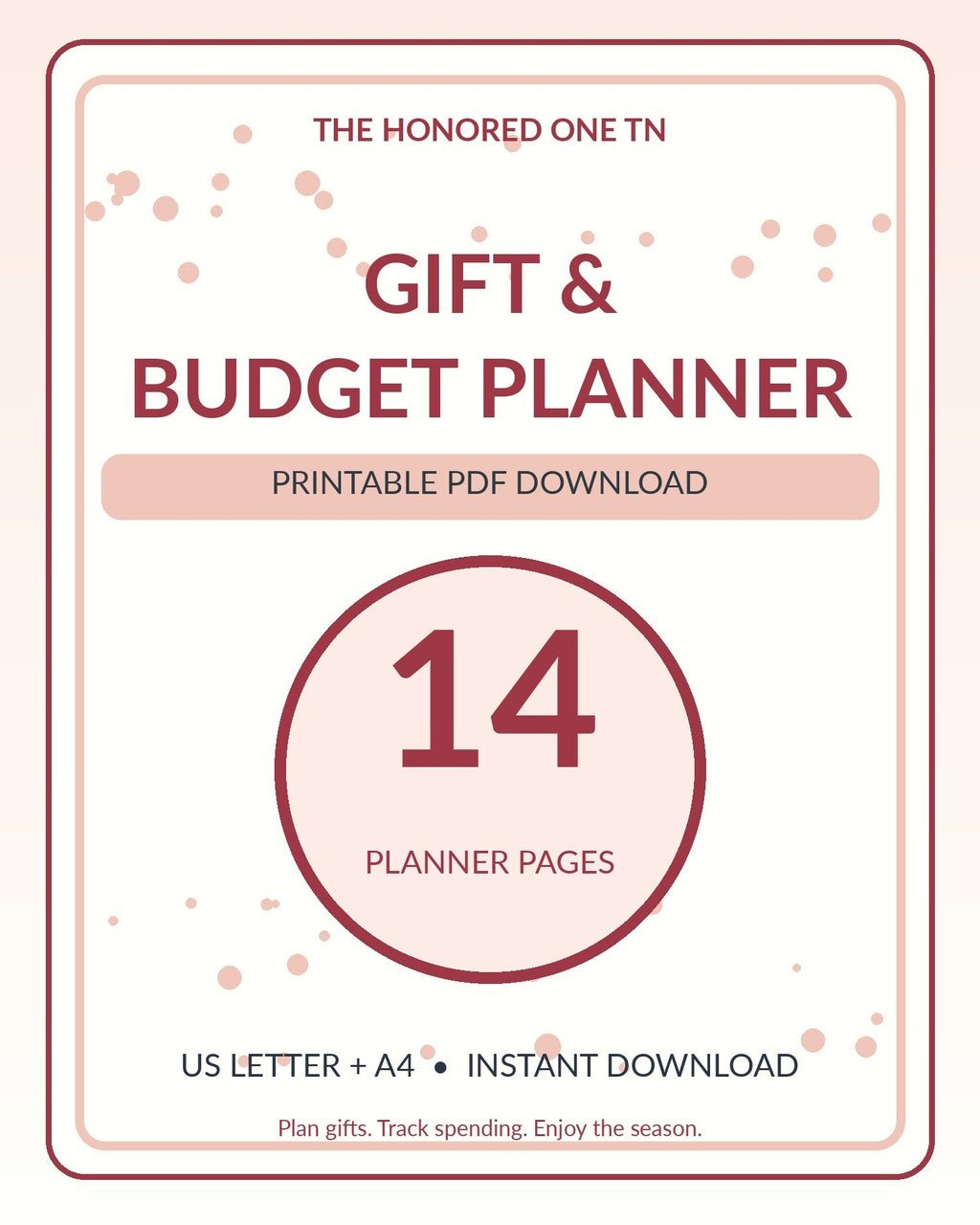 Holiday Gift & Budget Planner printable PDF cover