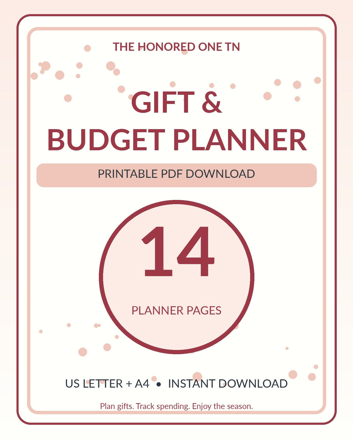 Holiday Gift & Budget Planner printable PDF cover