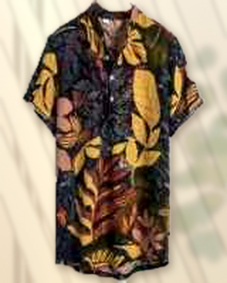 Blue color variant dark floral short sleeve shirt