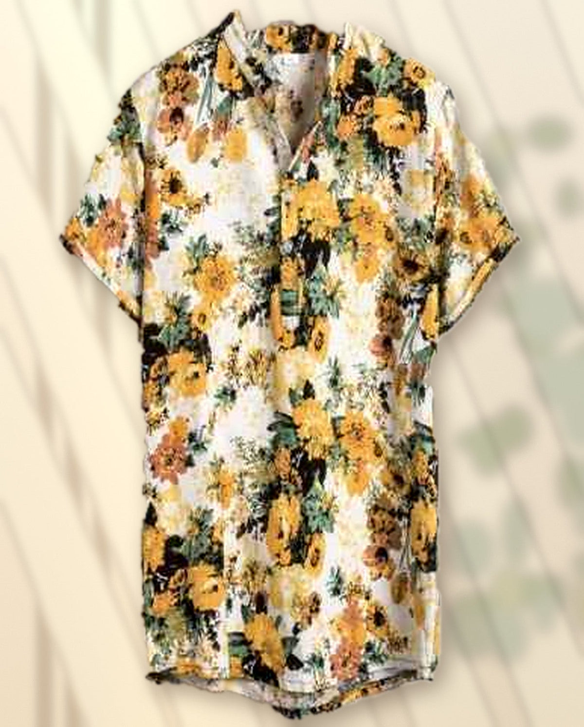 Yellow color variant bright floral short sleeve shirt