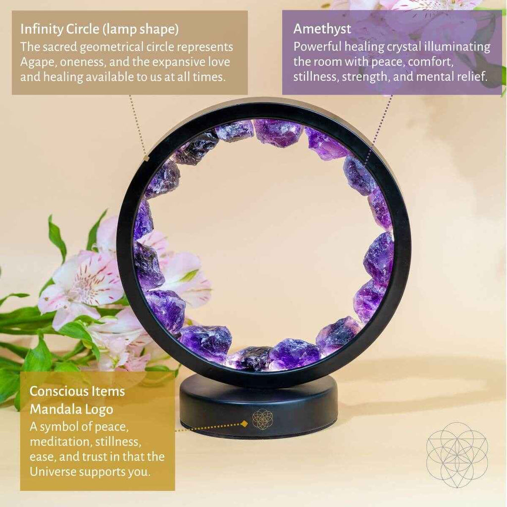 I Am At Peace Amethyst Lamp: Spiritual Protection & Healing Energy