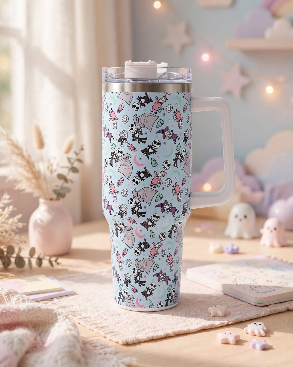 40oz Tumbler With Handle and Straw Lid – 1200ml Insulated Stainless Steel Tumbler, Cold 24H / Hot 12H, Leak-Proof, Cup Holder Friendly – 42+ Prints